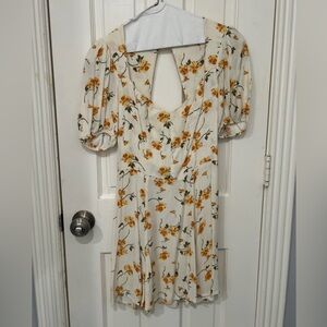 Reformation Cream and Orange Floral Backless Dress